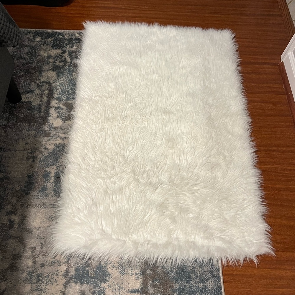 Like‎ new Mainstays 30” x 46” fuzzy white shag rug